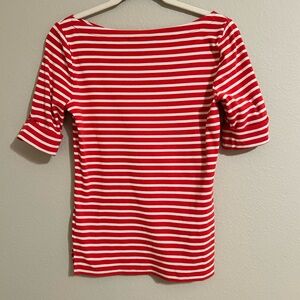 Ralph Lauren Red and White Fitted Blouse